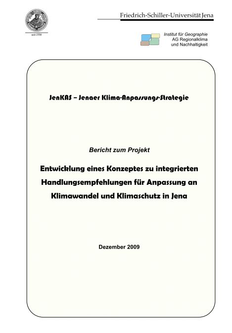 JenKAS-Projekt 2009 - Berichtstitelseite von JenKAS